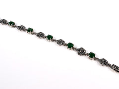 Bratara din Argint 925 - cu Marcasite - Fixa - 190mm x 7mm - Verde