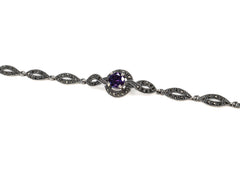 Bratara din Argint 925 - cu Marcasite - Fixa - 185mm x 10mm - Violet