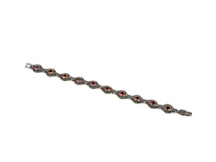 Bratara din Argint 925 - cu Marcasite - Fixa - 175mm x 10mm - Roșu