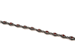 Bratara din Argint 925 - cu Marcasite - Fixa - 175mm x 10mm - Roșu