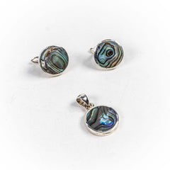 Set Bijuterii STILL Argint 925 - Pandantiv, Cercei, Scoica Paua, Multicolor Irizant