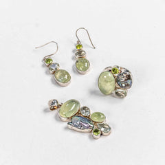 Set Bijuterii STILL Argint 925 - Pandantiv, Inel, Cercei, Perla Baroc Neagra si Pietre Semipretioase, Inel Reglabil, Multicolor