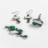 Set Bijuterii STILL Argint 925 - Pandantiv, Inel, Cercei, Onix Verde si Perla Baroc, Inel Reglabil, Verde