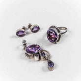 Set Bijuterii STILL Argint 925 - Pandantiv, Inel, Cercei, Ametist, Inel Reglabil, Violet