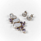 Set Bijuterii STILL Argint 925 - Pandantiv, Cercei, Piatra Lunii si Ametist, Multicolor