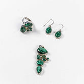 Set Bijuterii STILL Argint 925 - Pandantiv, Inel, Cercei, Malachit, Inel Reglabil, Verde