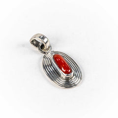 Pandantiv STILL Argint 925 - Marime 26mm x 12mm, Coral, Rosu