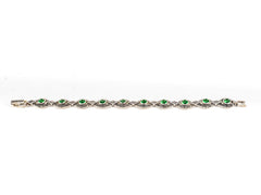 Bratara STILL, Argint 925 - Marime 17cm x 9.7mm, Reglabila, Zirconia si Marcasite, Verde