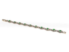Bratara STILL, Argint 925 - Marime 17cm x 9.7mm, Reglabila, Zirconia si Marcasite, Verde