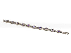 Bratara STILL, Argint 925 - Marime 17cm x 9.7mm, Reglabila, Zirconia si Marcasite, Violet