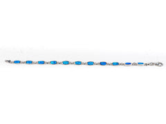 Bratara STILL, Argint 925 - Marime 19cm x 5mm, Reglabila, Opal, Albastru