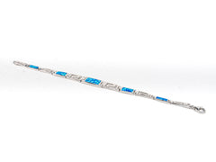 Bratara STILL, Argint 925 - Marime 18cm x 8mm, Reglabila, Opal, Albastru