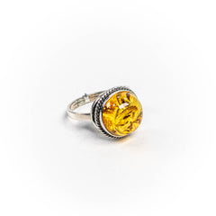 Inel STILL, Argint 925 - Marime Reglabil, Chihlimbar, Galben