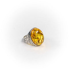 Inel STILL, Argint 925 - Marime 10, Chihlimbar, Galben