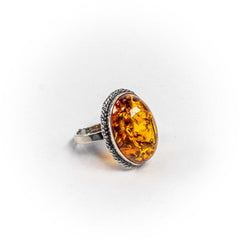 Inel STILL, Argint 925 - Marime Reglabil, Chihlimbar, Maro