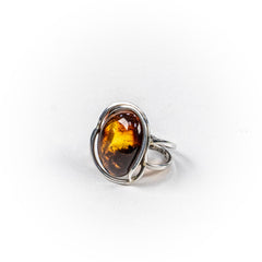 Inel STILL, Argint 925 - Marime Reglabil, Chihlimbar, Maro