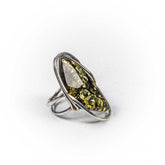 Inel STILL, Argint 925 - Marime Reglabil, Chihlimbar, Verde