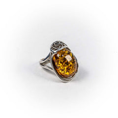 Inel STILL, Argint 925 - Marime Reglabil, Chihlimbar, Galben