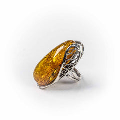 Inel STILL, Argint 925 - Marime 7, Chihlimbar, Galben