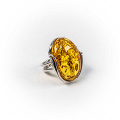 Inel STILL, Argint 925 - Marime Reglabil, Chihlimbar, Galben