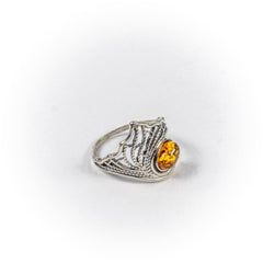 Inel STILL, Argint 925 - Marime 10, Chihlimbar, Galben