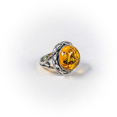 Inel STILL, Argint 925 - Marime 9, Chihlimbar, Galben