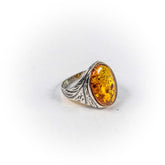 Inel STILL, Argint 925 - Marime 8, Chihlimbar, Galben