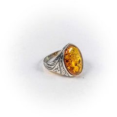 Inel STILL, Argint 925 - Marime 8, Chihlimbar, Galben