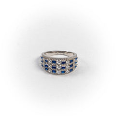 Inel STILL, Argint 925 - Marime 9, Zirconia, Albastru si Incolor