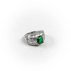 Inel STILL, Argint 925 - Marime 9, Zirconia, Verde si Incolor