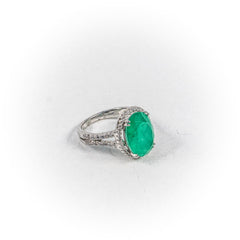 Inel STILL, Argint 925 - Marime 7, Paraiba si Zirconia, Verde