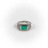 Inel STILL, Argint 925 - Marime 8, Paraiba si Zirconia, Verde