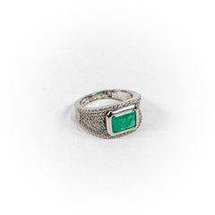 Inel STILL, Argint 925 - Marime 8, Paraiba si Zirconia, Verde