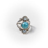 Inel STILL, Argint 925 - Marime 8, Larimar si Aquamarin, Albastru Deschis