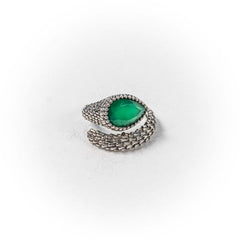 Inel STILL, Argint 925 - Marime 9, Agata, Verde
