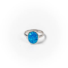 Inel STILL, Argint 925 - Marime 9, Opal Albastru, Albastru