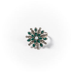 Inel STILL, Argint 925 - Marime 7 Onix Verde si Marcasite, Verde