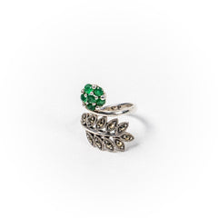 Inel STILL, Argint 925 - Marime 6,5, Zirconia si Marcasite, Verde-Gri Metalic