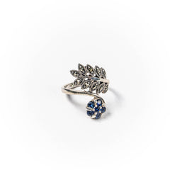 Inel STILL, Argint 925 - Marime 9, Zirconia si Marcasite, Albastru-Gri Metalic