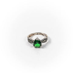 Inel STILL, Argint 925 - Marime 8, Zirconia si Marcasite, Verde