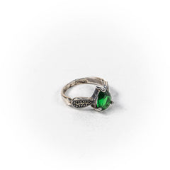 Inel STILL, Argint 925 - Marime 8, Zirconia si Marcasite, Verde
