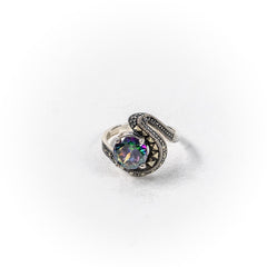 Inel STILL, Argint 925 - Marime 9, Topaz Mistic si Marcasite, Multicolor