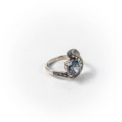 Inel STILL, Argint 925 - Marime 9, Topaz Mistic si Marcasite, Multicolor
