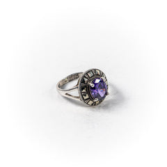 Inel STILL, Argint 925 - Marime 8, Zirconia si Marcasite, Violet