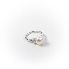 Inel STILL, Argint 925 - Marime 9, Perla de Cultura, Alb Sidefat