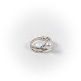 Inel STILL, Argint 925 - Marime 8, Perla de Cultura, Alb Sidefat