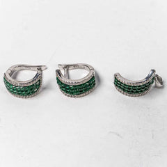Set Bijuterii STILL Argint 925 - Pandantiv, Cercei, Smarald si Zirconia, Verde