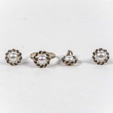 Set Bijuterii STILL Argint 925 - Pandantiv, Inel, Cercei, Perle de Cultura si Marcasite, Marime Inel 8, Alb Sidefat