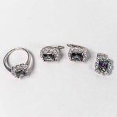 Set Bijuterii STILL Argint 925 - Pandantiv, Inel, Cercei, Topaz Mistic, Marime Inel 8, Multicolor