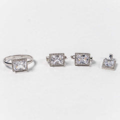 Set Bijuterii STILL Argint 925 - Pandantiv, Inel, Cercei, Zirconia, Marime Inel 8, Incolor